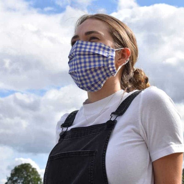 Blue Gingham Facemask
