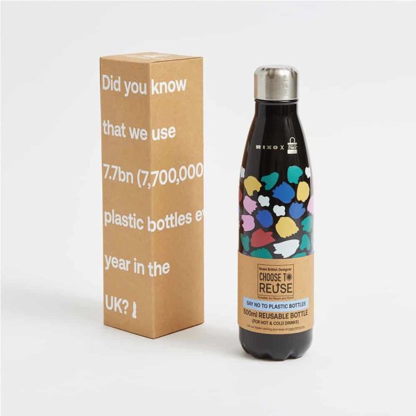 choose to reuse rixo stainless steel bottle printed Tulip black packaging