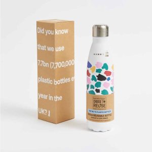 choose to reuse rixo stainless steel bottle printed Tulip white packaging